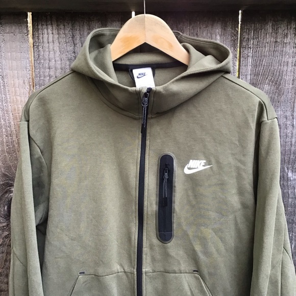Nike sportswear tech fleece olive green hoodie sweater womens small - Picture 2 of 8